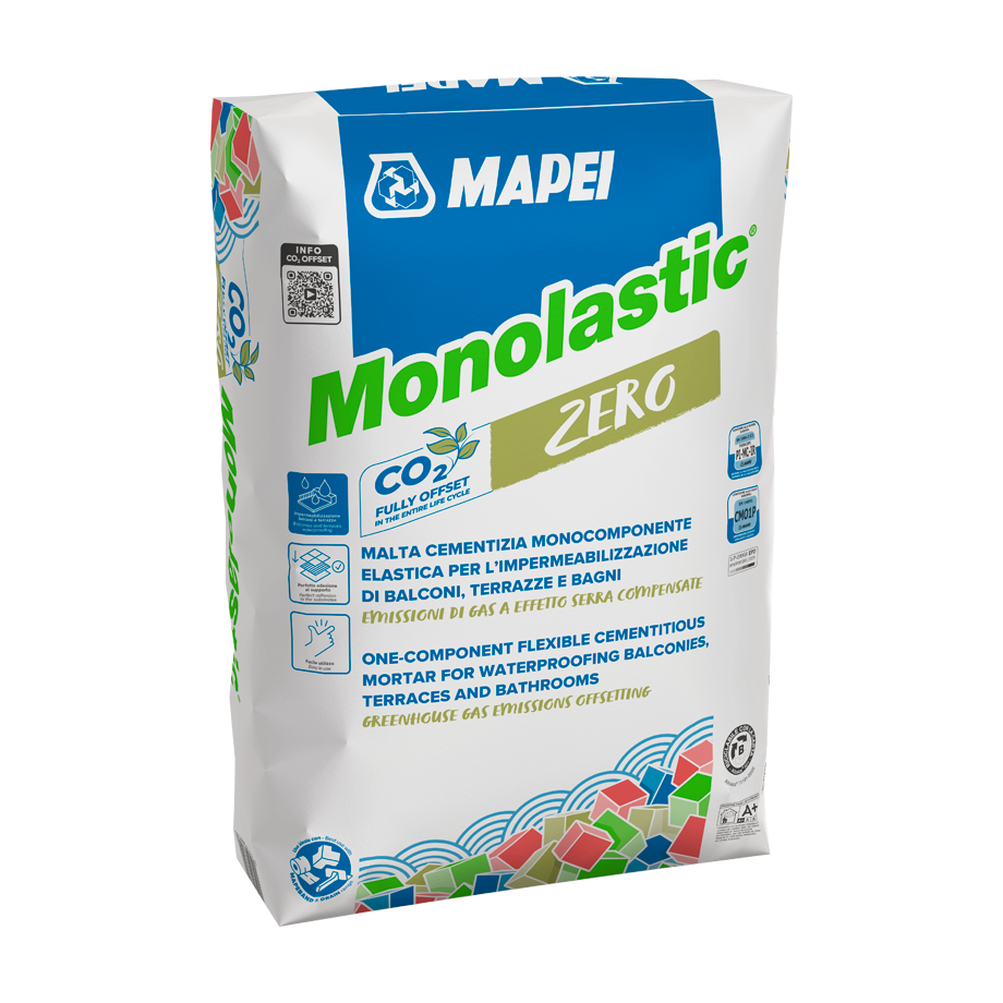 Mapei Monolastic Zero 20kg jednokomponentna elastična cementna masa za hidroizolaciju balkona, terasa, kupatila, tuš kabina i bazena za minimalnu debljinu od 2mm po sloju (2,2kg/m²)