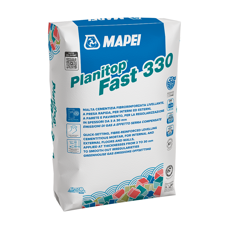 Mapei Planitop Fast 330 Zero 25kg brzovezujući cementni malter za spoljašnju i unutrašnju upotrebu za debljine 3 - 30mm po sloju sa vlaknima za zaglađivanje (1,45kg/m<sup>2</sup>/mm)