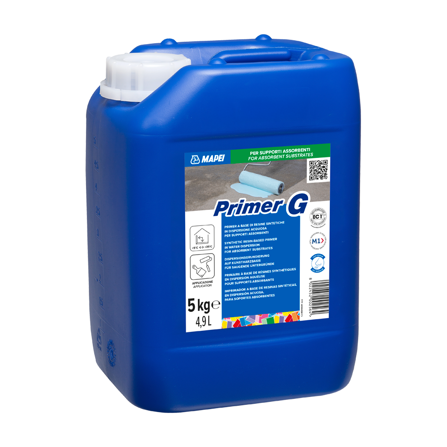 Mapei Primer G 5kg osnovni prianjajući premaz i regulator upojnosti, za unutrašnju upotrebu za pripremu i ujednačavanje podloga (0,08 - 0,15kg/m²)