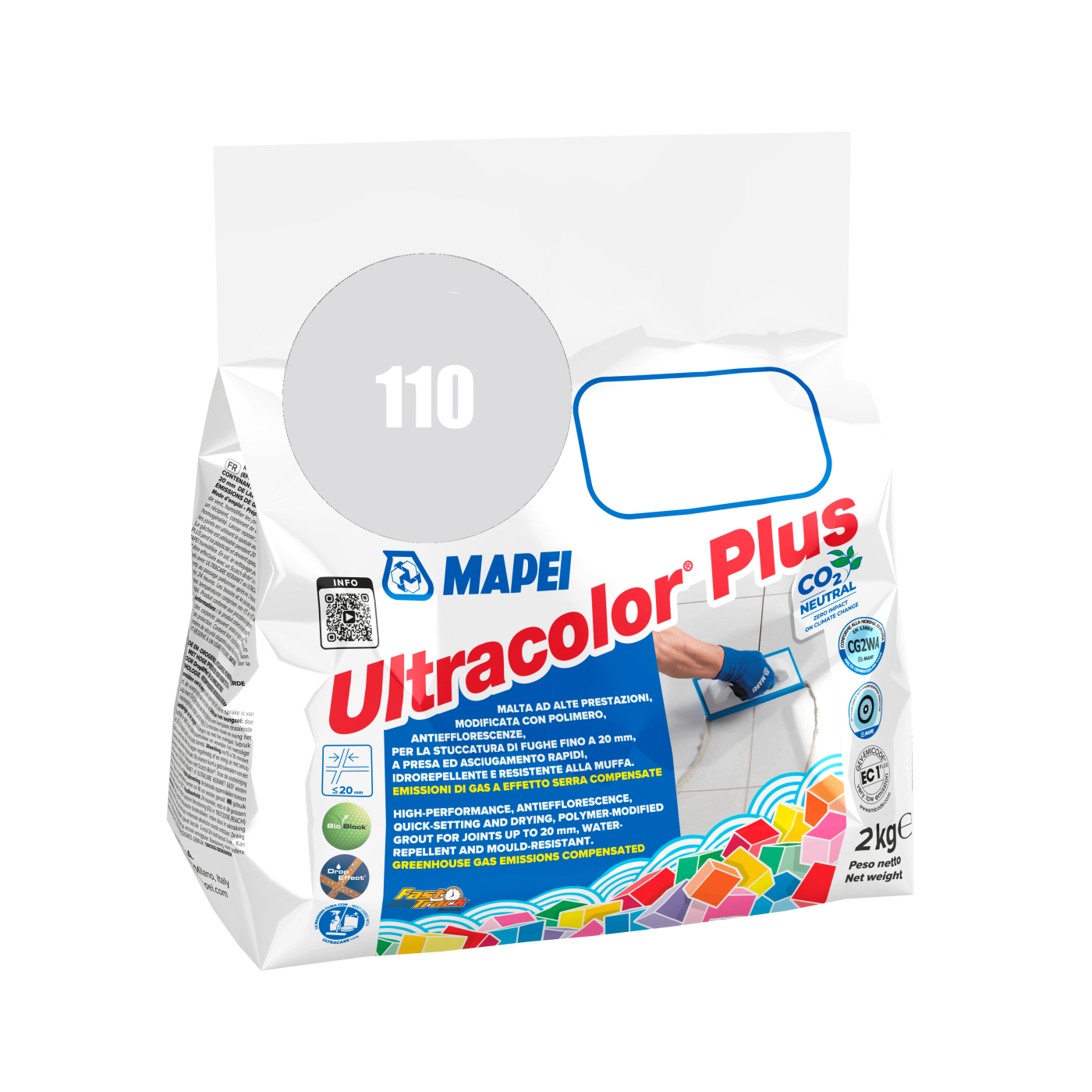 Mapei UltraColor Plus (100) White - bela 2kg cementna masa za fugovanje brzovezujuća i brzosušeća, vodoodbojna, otporna na buđ i iscvetavanje soli za fuge do 20mm