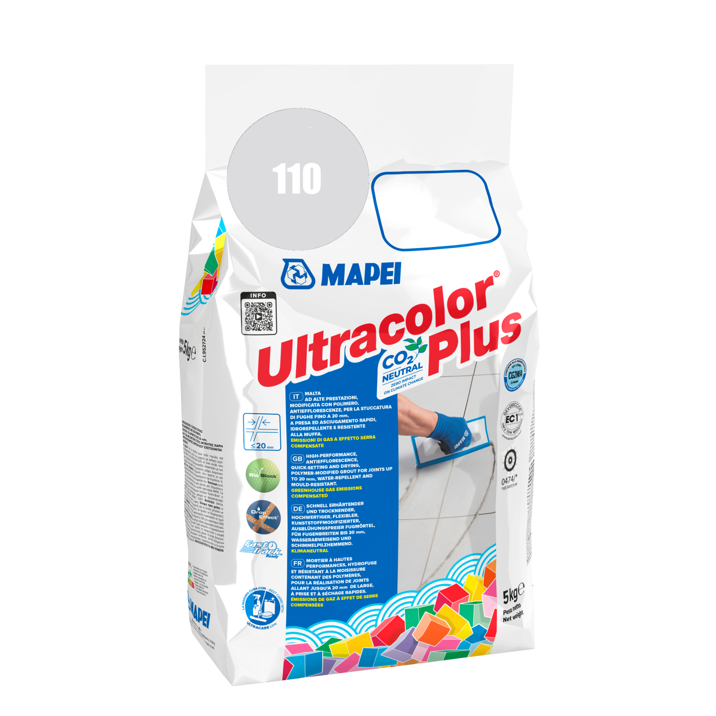 Mapei UltraColor Plus (100) White - bela 5kg cementna masa za fugovanje brzovezujuća i brzosušeća, vodoodbojna, otporna na buđ i iscvetavanje soli za fuge do 20mm