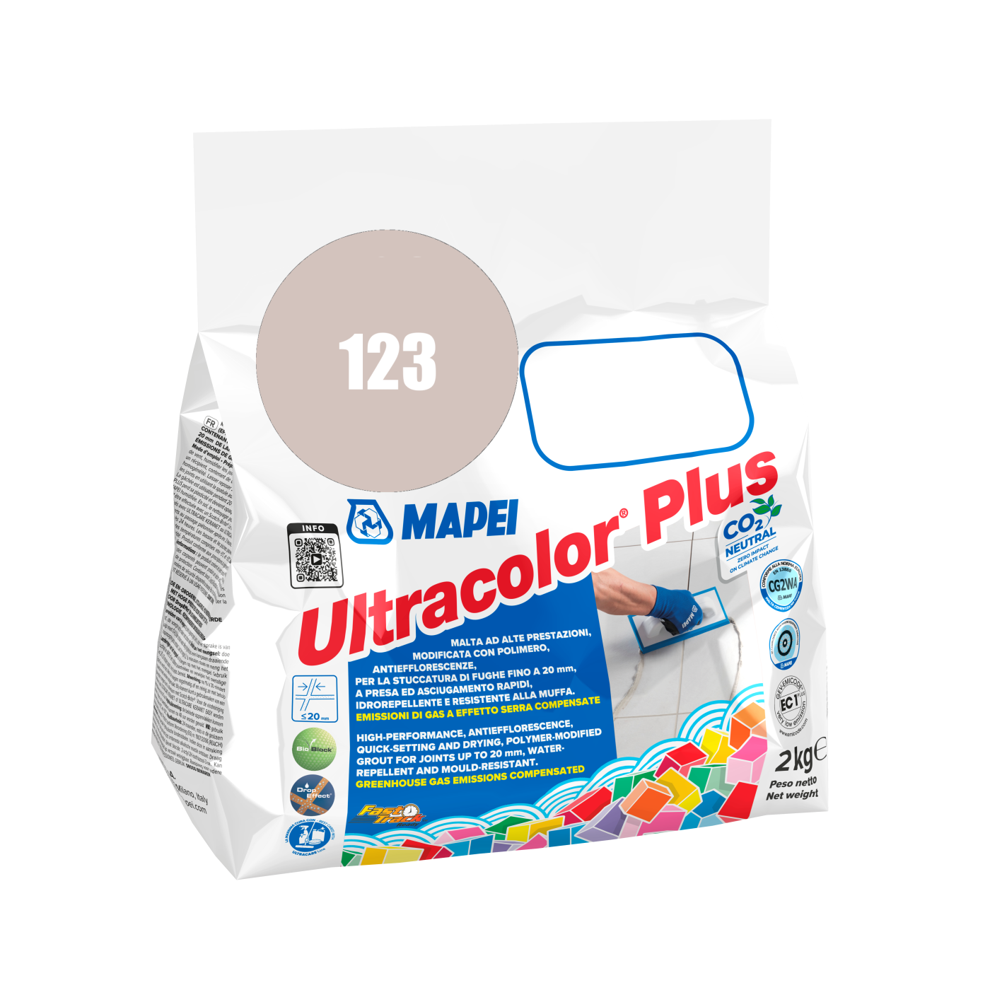 Mapei UltraColor Plus (123) Ancient White - antik bela 2kg cementna masa za fugovanje brzovezujuća i brzosušeća, vodoodbojna, otporna na buđ i iscvetavanje soli za fuge do 20mm