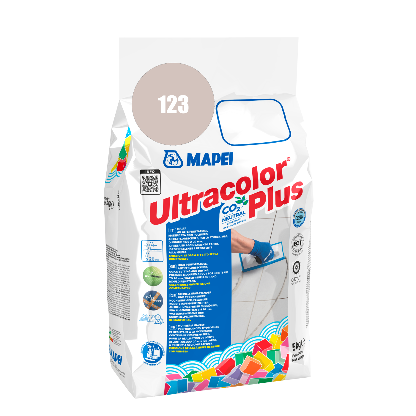 Mapei UltraColor Plus (123) Ancient White - antik bela 5kg cementna masa za fugovanje brzovezujuća i brzosušeća, vodoodbojna, otporna na buđ i iscvetavanje soli za fuge do 20mm