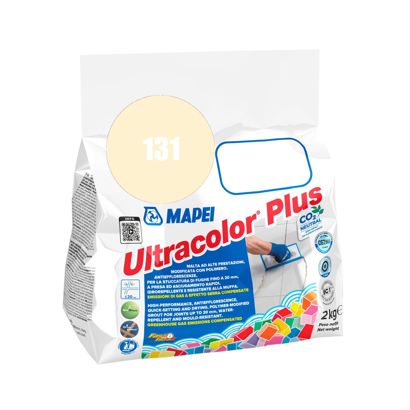 Mapei UltraColor Plus (131) Vaniglia - vanila 2kg cementna masa za fugovanje brzovezujuća i brzosušeća, vodoodbojna, otporna na buđ i iscvetavanje soli za fuge do 20mm