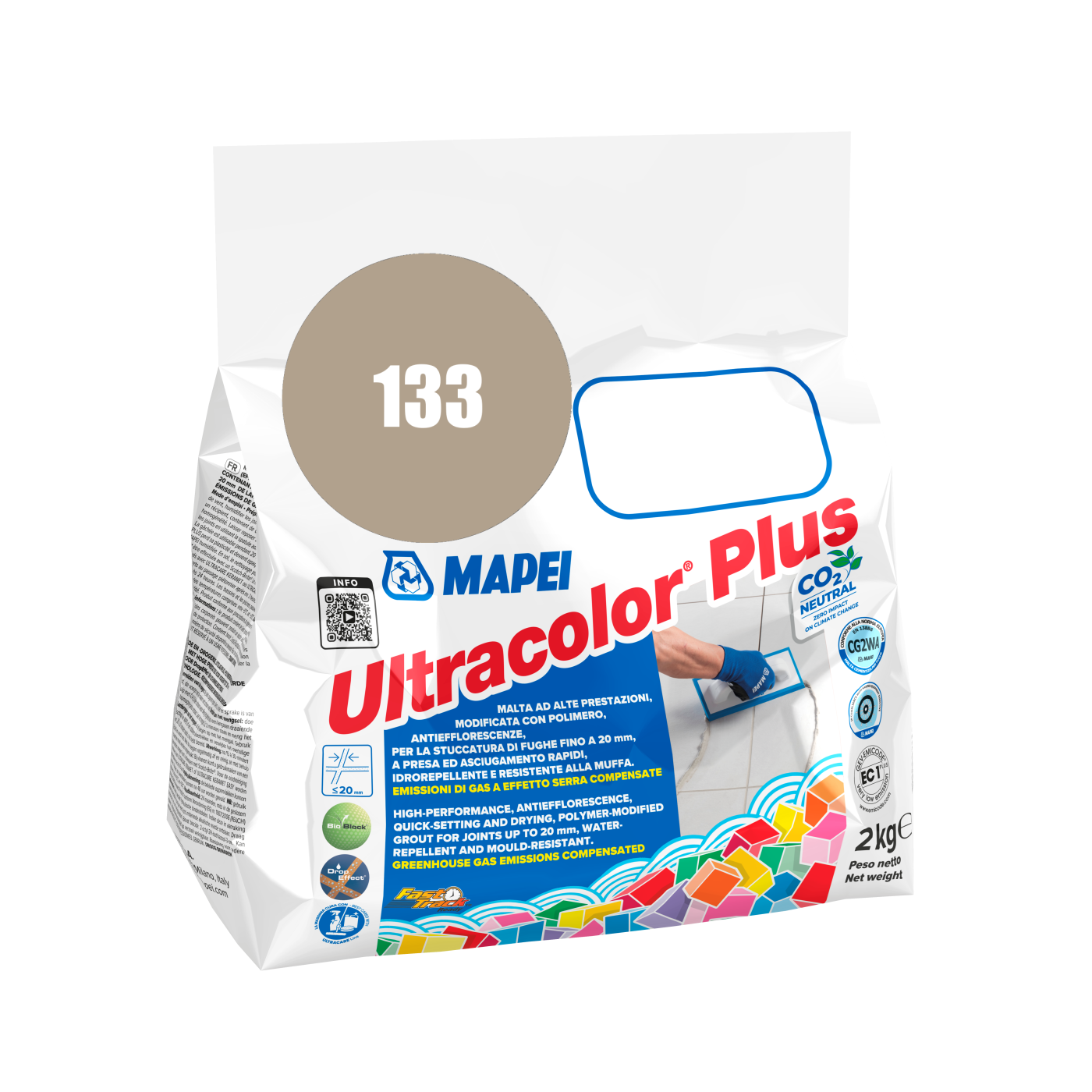 Mapei UltraColor Plus (133) Sand - pesak 2kg cementna masa za fugovanje brzovezujuća i brzosušeća, vodoodbojna, otporna na buđ i iscvetavanje soli za fuge do 20mm