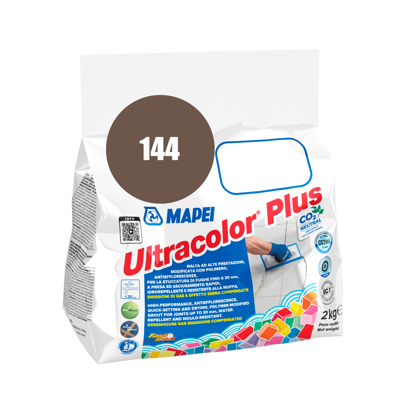 Mapei UltraColor Plus (144) Chocolate - čokolada 2kg cementna masa za fugovanje brzovezujuća i brzosušeća, vodoodbojna, otporna na buđ i iscvetavanje soli za fuge do 20mm