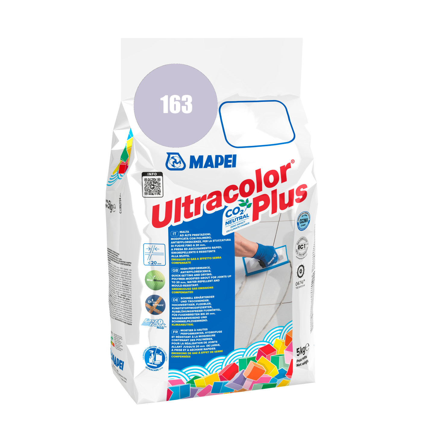Mapei UltraColor Plus (163) Light Lilac - svetlolila 5kg cementna masa za fugovanje brzovezujuća i brzosušeća, vodoodbojna, otporna na buđ i iscvetavanje soli za fuge do 20mm