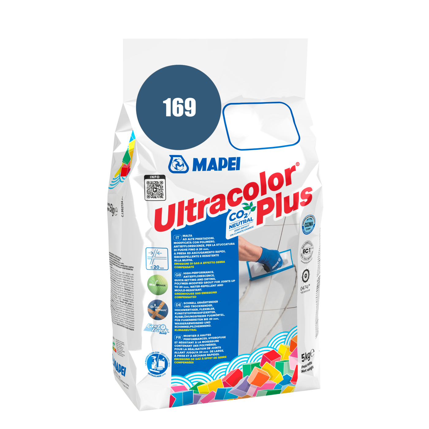 Mapei UltraColor Plus (169) Steel Blue - čelik plava 5kg cementna masa za fugovanje brzovezujuća i brzosušeća, vodoodbojna, otporna na buđ i iscvetavanje soli za fuge do 20mm