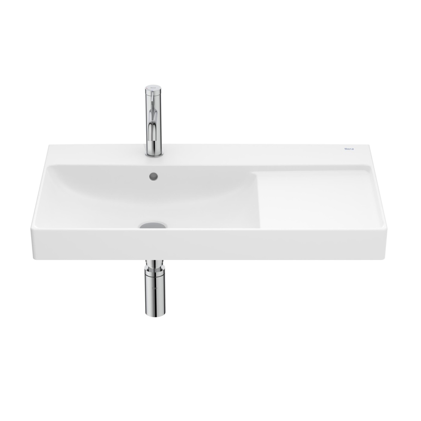 Roca Ona White Fineceramic® umivaonik (lavabo) 80x46x8 konzolni sa rupom za bateriju i desnim zaravnjenjem A327689620