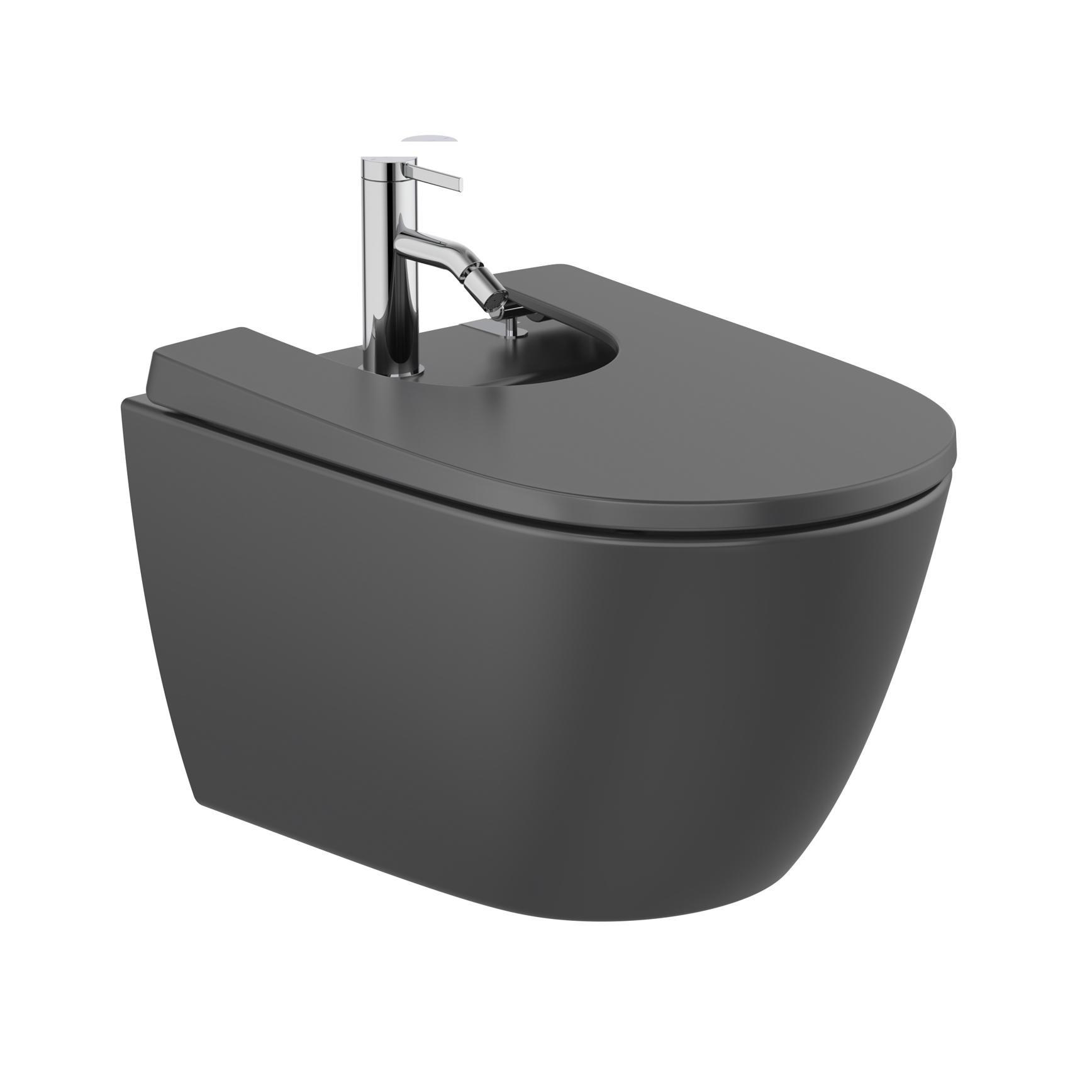 Roca One Black bide konzolni sa rupom za bateriju 36x53x29 ovalni A357685080
