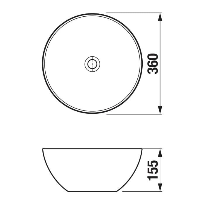 Jika Astra White umivaonik (lavabo) 36x36x15,5 nadgradni okrugli sa odlivnim ventilom sifona keramičkim nezatvorivim 8.1836.5.000.112.1