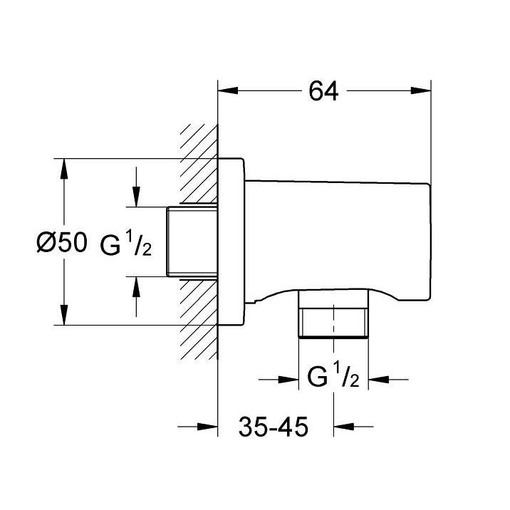 Grohe Rainshower Phantom Black priključak za crevo ručnog tuša zidni 22118KF0