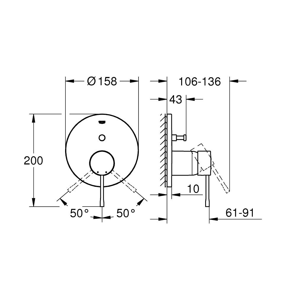 Grohe Essence Phantom Black mešač sa prebacivačem sa dve funkcije okrugli 24167KF1