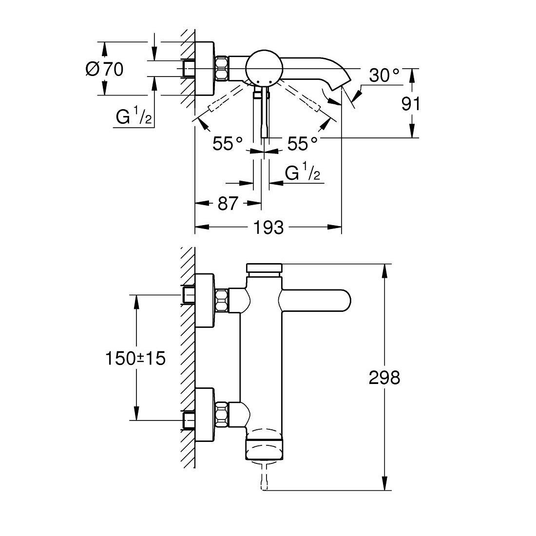Grohe Essence 190 Phantom Black baterija (slavina) za tuš sa izlivom 25250KF1