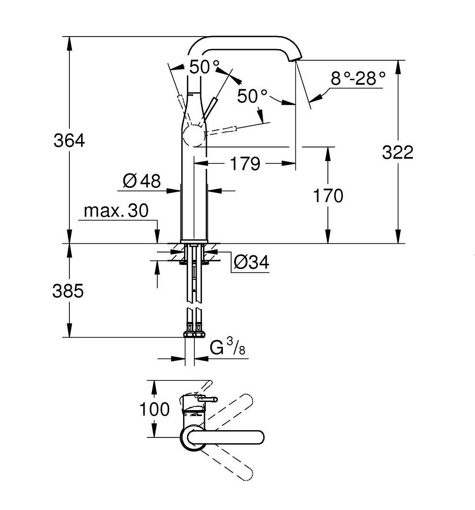 Grohe Essence 320 Cool Sunrise baterija (slavina) za umivaonik 24170GL1