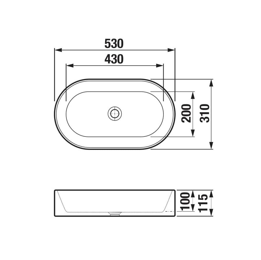 Jika Astra White umivaonik (lavabo) 53x31x11,5 nadgradni obli sa odlivnim ventilom sifona keramičkim nezatvorivim 8.1836.6.000.112.1