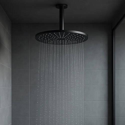 Grohe Rainshower Mono 310 Phantom Black nadglavni tuš okrugli sa 1 mlazom i držačem nadglavnog tuša plafonskim 22122KF0