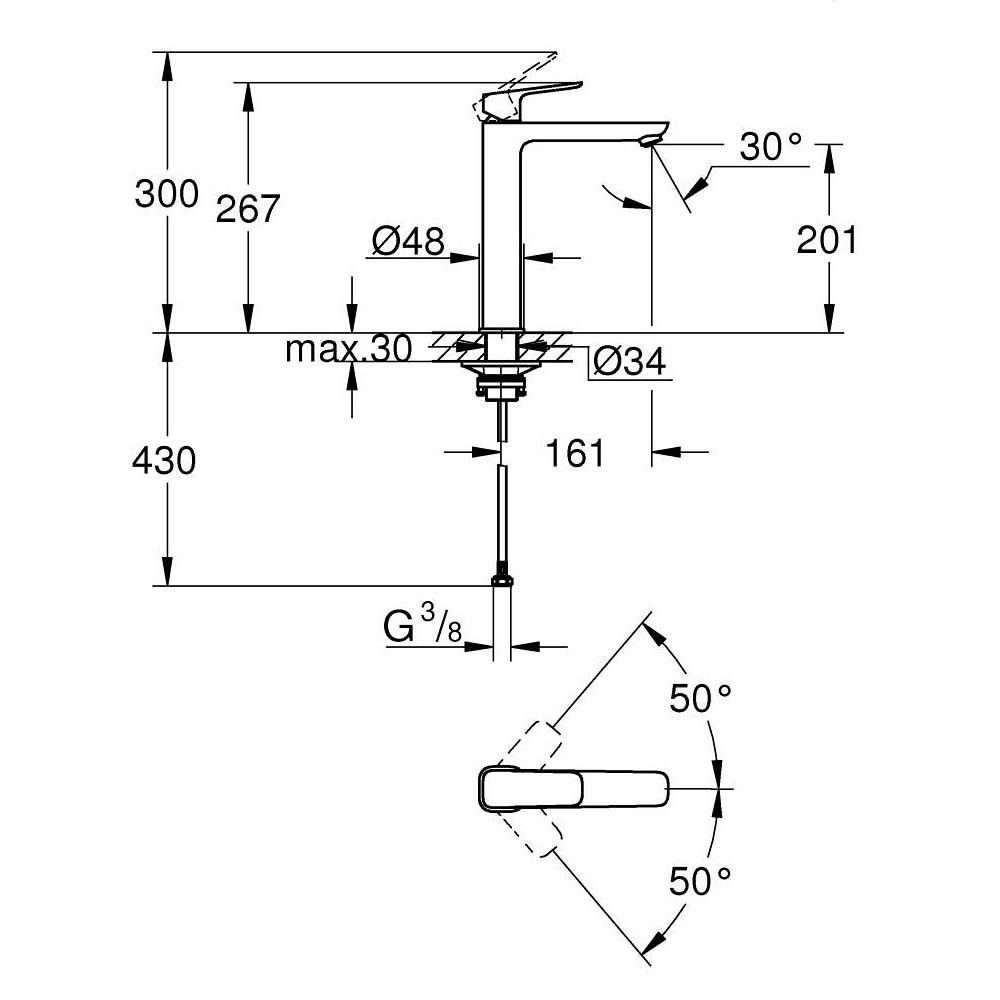 Grohe Cubeo 200 Chrome baterija (slavina) za umivaonik 1017290000