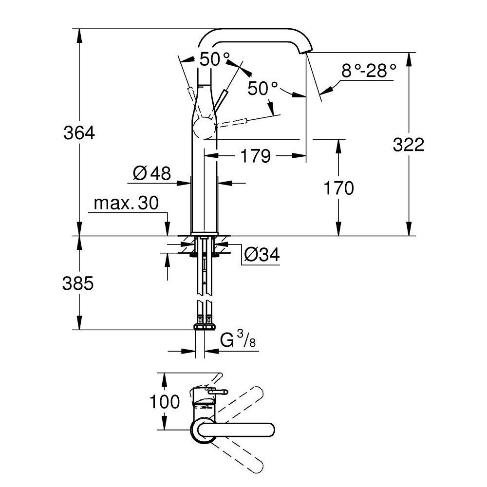 Grohe Essence 320 Brushed Warm Sunset baterija (slavina) za umivaonik 24170DL1