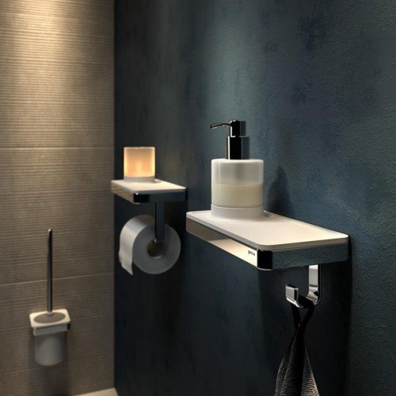 Geesa Frame White/Chrome držač toalet papira sa policom i čašom sa LED svetlima 918889-02