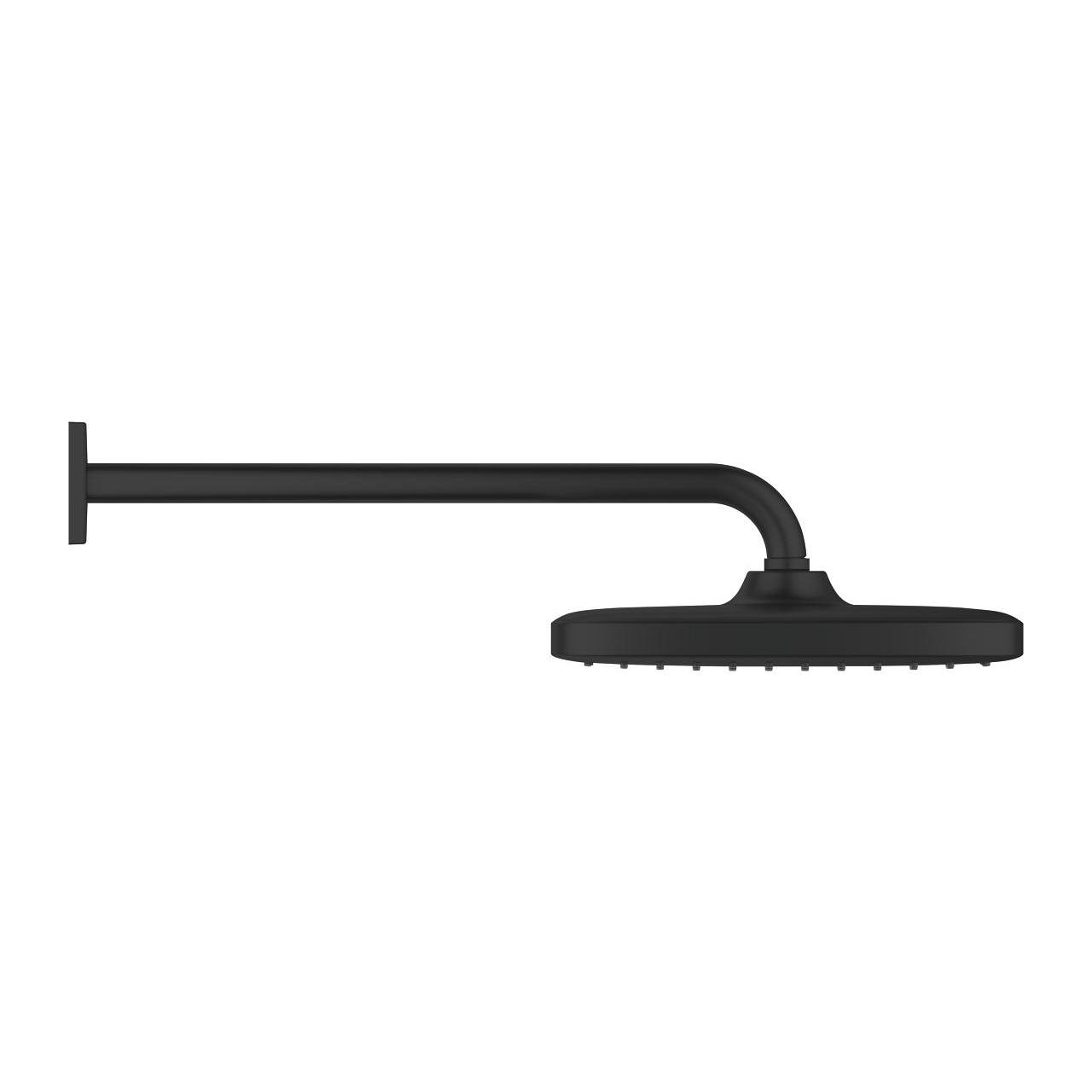 Grohe Tempesta 250 Cube  Phantom Black nadglavni tuš četvrtasti sa 1 mlazom i držačem nadglavnog tuša zidnim od 380mm 266872430