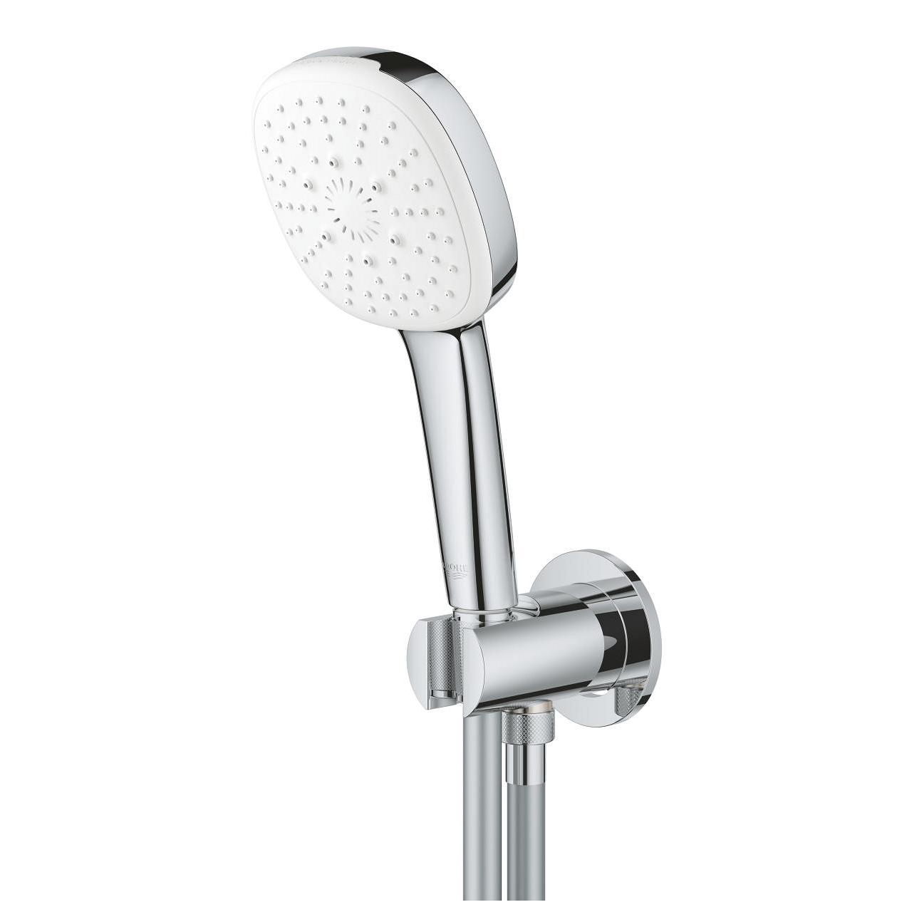 Grohe Tempesta Cube 110 Chrome Set ručni tuš sa 3 mlaza četvrtasti,  zidni priključak za crevo sa integrisanim držačem za tuš i Relexaflex 1500 crevo za tuš 26910003