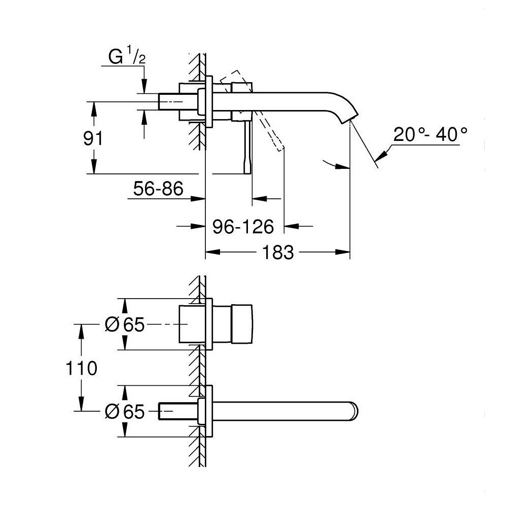 Grohe Essence 183 Chrome uzidna baterija (slavina) za umivaonik 29192001