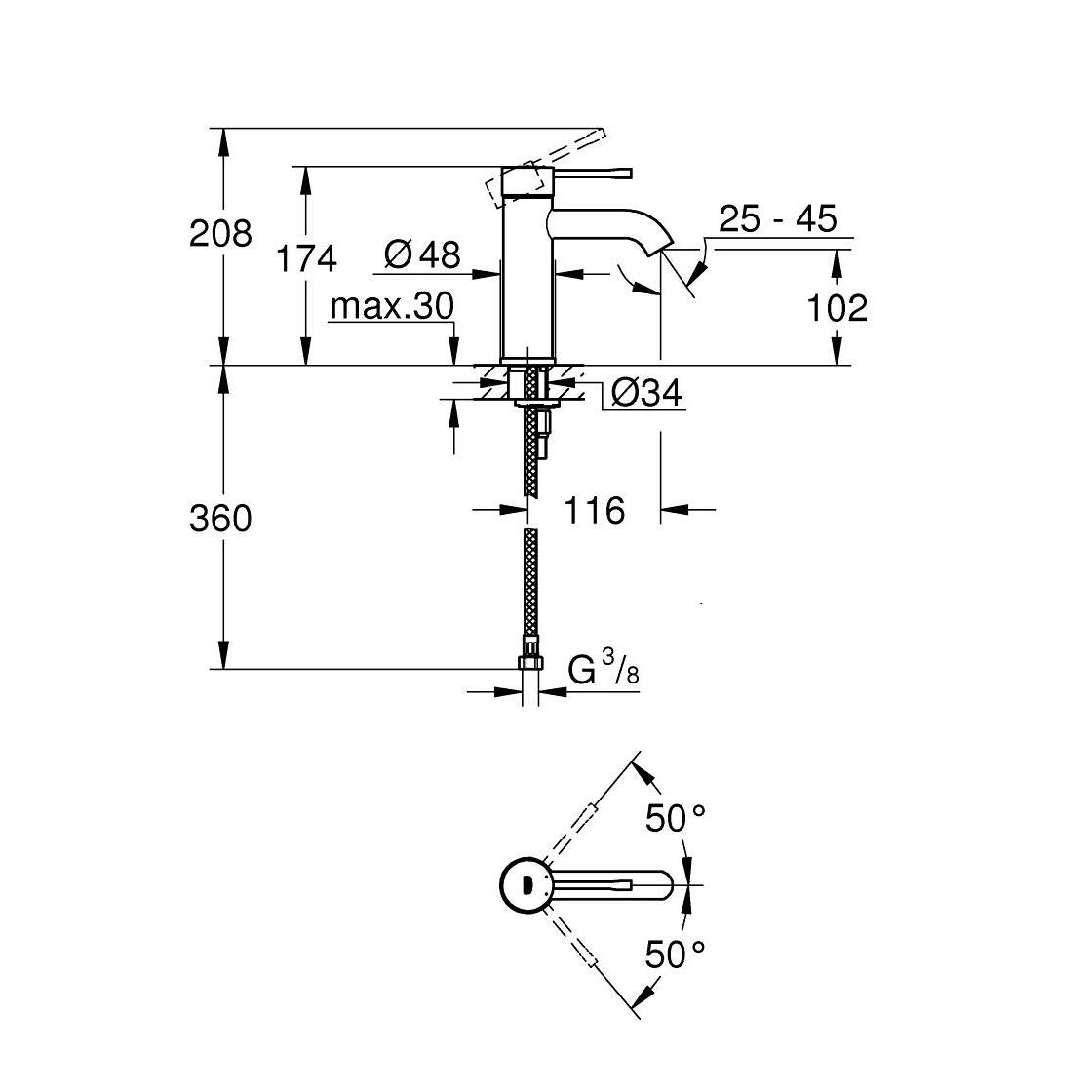 Grohe Essence 100 Phantom Black baterija (slavina) za umivaonik 24172KF1