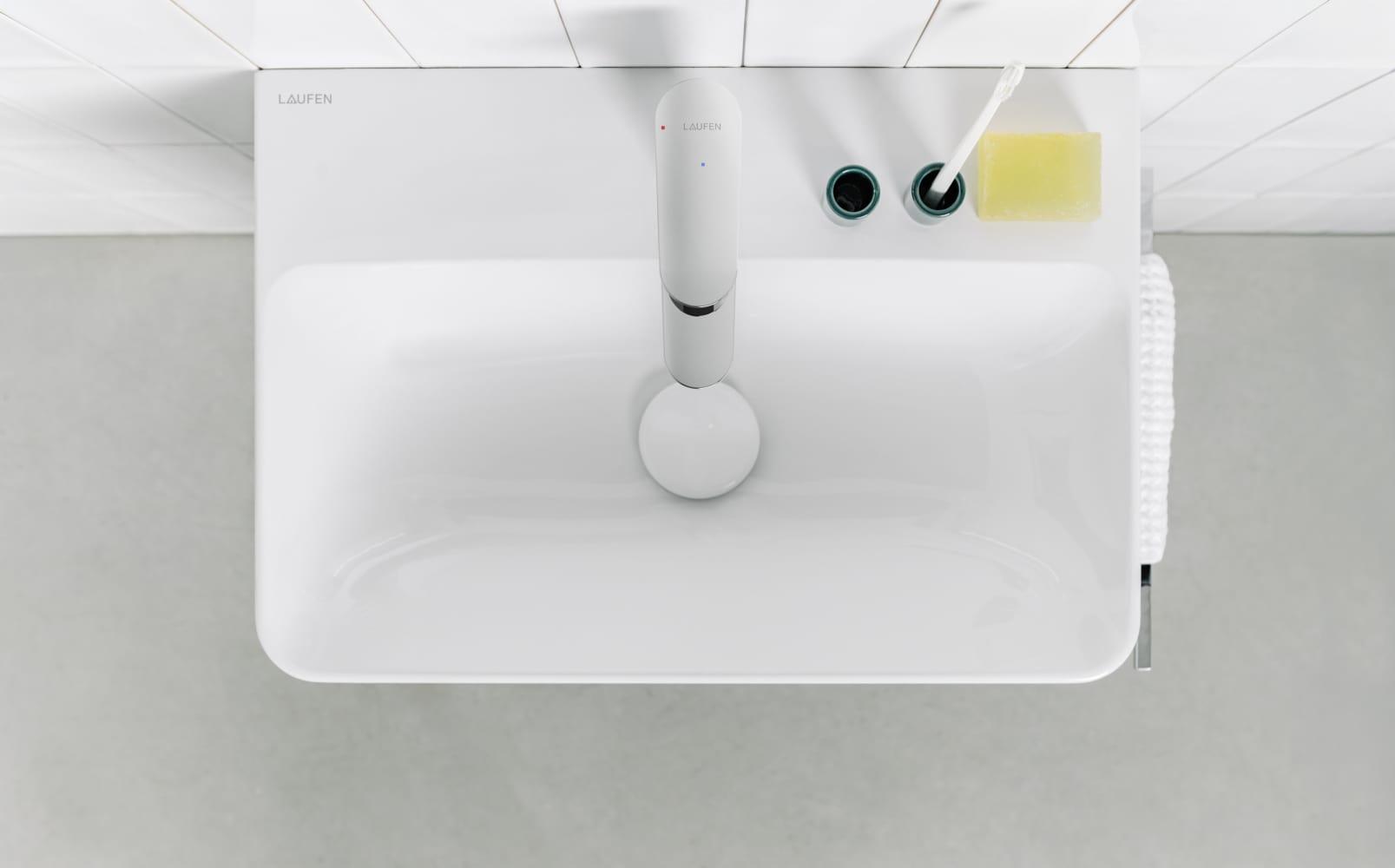 Laufen Pro X White umivaonik (lavabo) 45x34x12 konzolni sa rupom za bateriju i prelivom 8.1586.1.000.104.1