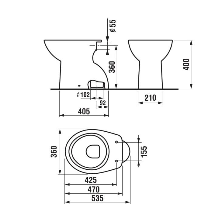 Jika Zeta White WC šolja podna 48x35,5x39 sa odvodom u pod (simplon)  8.2239.7.000.000.1