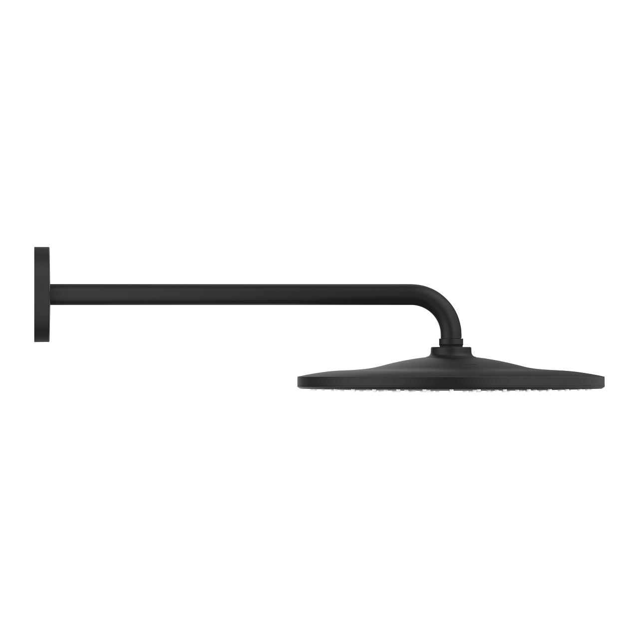 Grohe Rainshower Mono 310 Phantom Black nadglavni tuš okrugli sa 1 mlazom i držačem nadglavnog tuša zidnim od 422mm 22121KF0