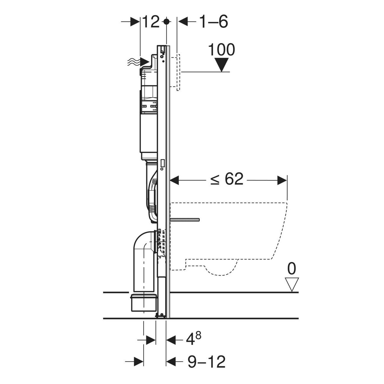 Geberit DuofixBasic ugradni vodokotlić za konzolnu WC šolju sa setom za kačenje za oblaganje gips-karton pločama 50x13,5-28x112-132 111.153.00.3