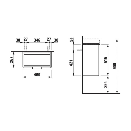 Laufen Pro S White Glossy ormar za umivaonik konzolni sa jednim vratima sa šarkama levo i jednom staklenom policom 47x26,5x53 4.0210.1.110.261.1 
