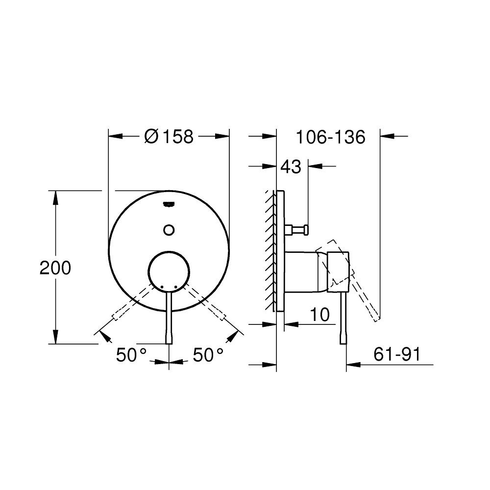 Grohe Essence Chrome mešač sa prebacivačem sa dve funkcije okrugli 24167001