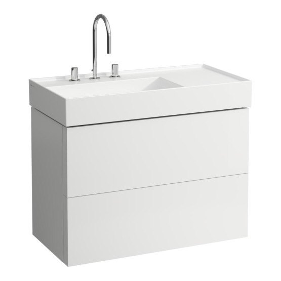 Laufen Kartell White umivaonik (lavabo) 90x46x12 konzolni i nadgradni sa rupom za bateriju, desnim zaravnjenjem i integrisanim odvodom 8.1033.8.000.111.1