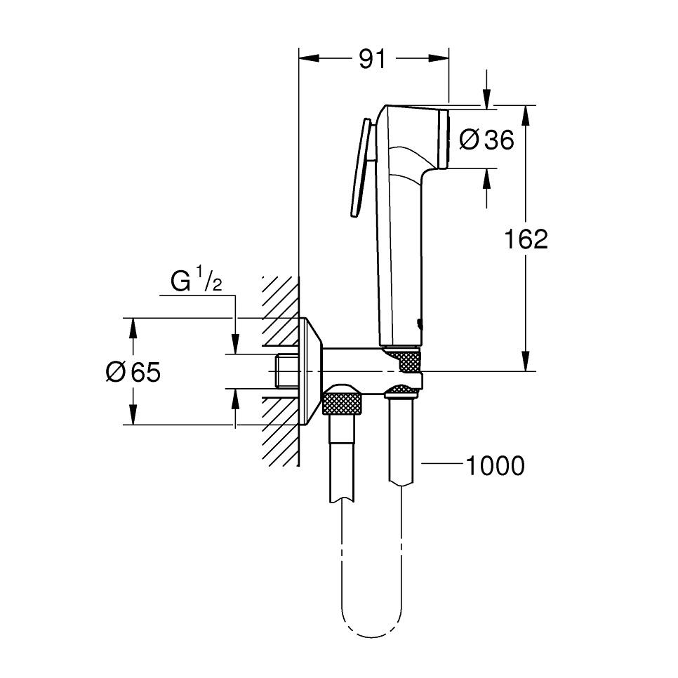 Grohe Tempesta-F Trigger Spray 30 Chrome Set ručni higijenski tuš (bideta) sa aktivatorom mlaza, ventil sa integrisanim držačem tuša i Silverflex 1000 crevo za tuš 26358000