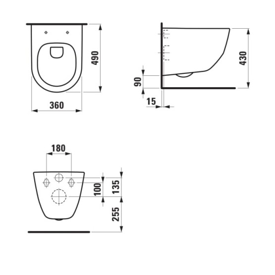 Laufen Pro Compact White Rimless WC šolja konzolna 49x36x34 8.2096.5.000.000.1