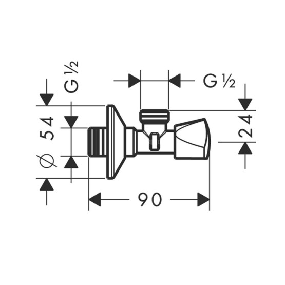 Hansgrohe Chrome ventil ugaoni 1/2x1/2