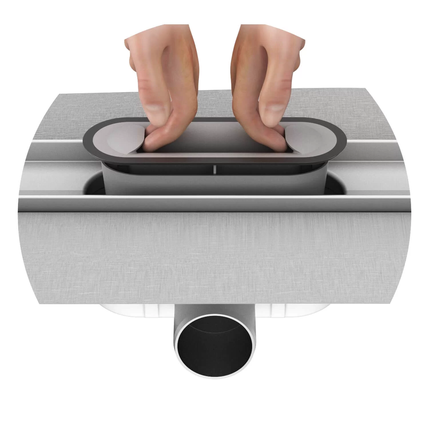 Aco ShowerDrain<sup>®</sup> C 1085 Black Solid/Massiv telo kanala sa visinom ugradnje 74mm i pokrivnom rešetkom od nerđajućeg čelika 9010.91.12