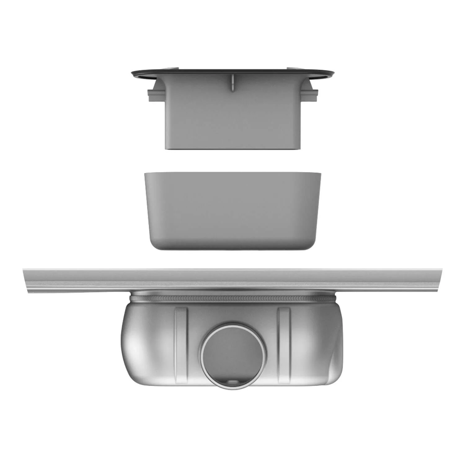 Aco ShowerDrain<sup>®</sup> C 1185 Black Solid/Massiv telo kanala sa visinom ugradnje 74mm i pokrivnom rešetkom od nerđajućeg čelika 9010.91.13