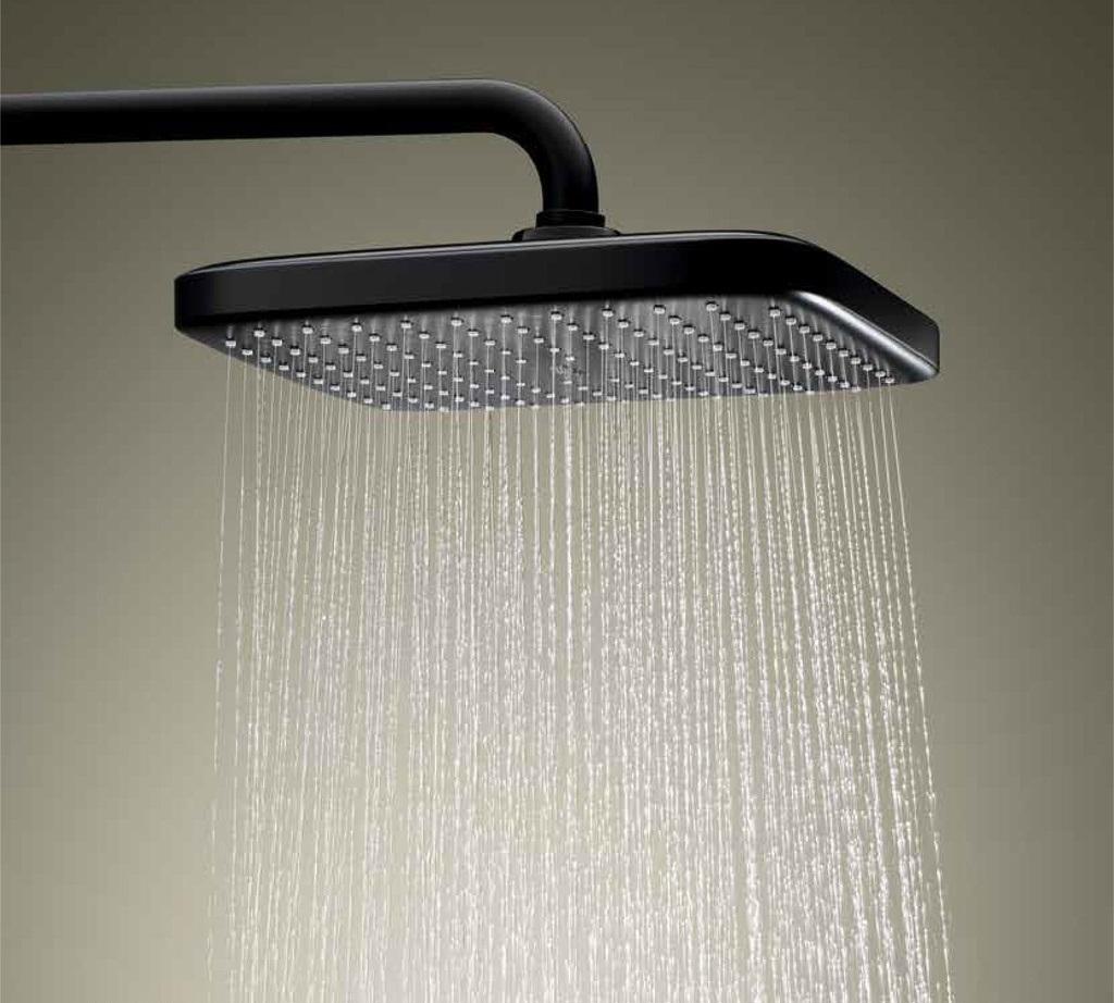 Grohe Tempesta 250 Cube  Phantom Black nadglavni tuš četvrtasti sa 1 mlazom i držačem nadglavnog tuša zidnim od 380mm 266872430