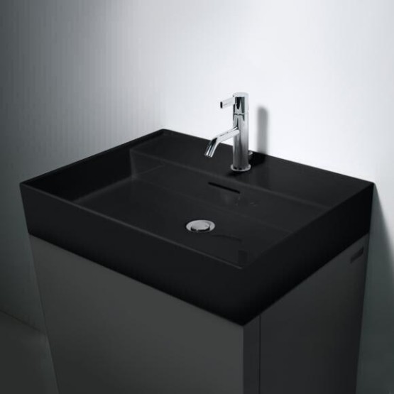 Laufen Kartell Black Glossy umivaonik (lavabo) 50x46x14,5 konzolni i nadgradni sa rupom za bateriju i prelivom 8.1033.2.020.104.1