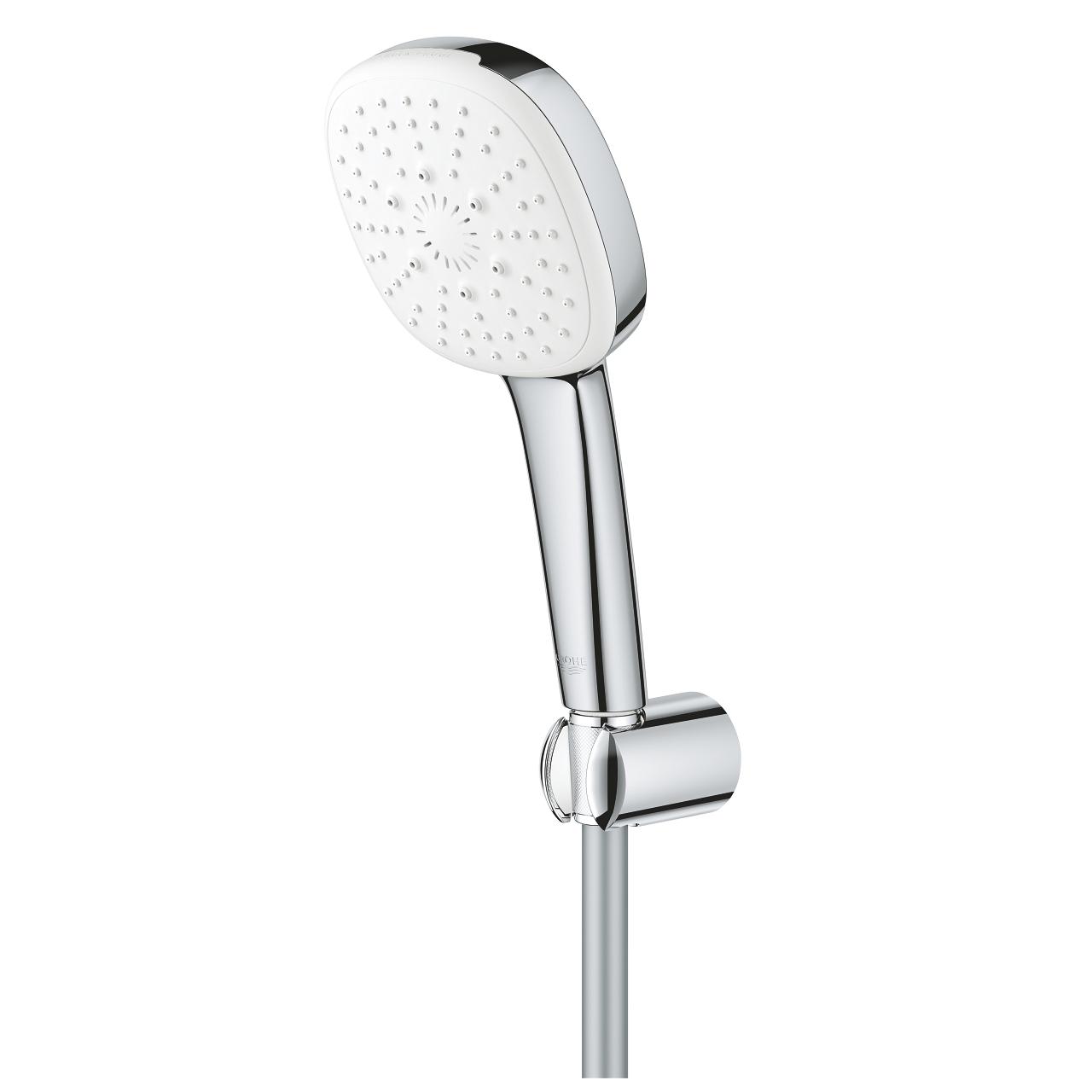 Grohe Tempesta Cube 110 Chrome Set ručni tuš sa 3 mlaza četvrtasti, zidni priključak za crevo sa integrisanim držačem za tuš i Relexaflex 1500 crevo za tuš 27588003