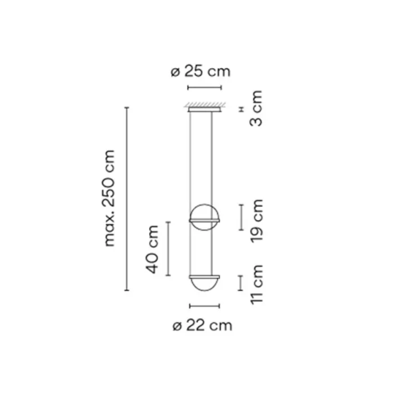 Vibia Palma 220 Graphite lampa visilica sa 1 loptom 1 saksijom i aktivacijom na dugme 2xLED 4,6W 372418/1B