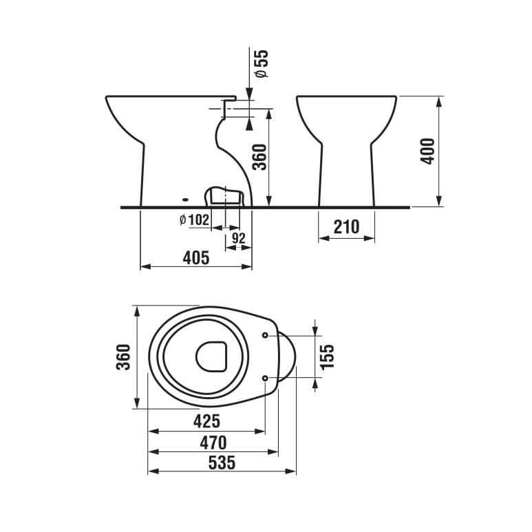 Jika Zeta White WC šolja podna 52,5x36x40 sa odvodom u pod (simplon) 8.2274.7.000.000.1
