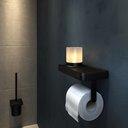 Geesa Frame Black držač toalet papira sa policom i čašom sa LED svetlima 918889-06-06