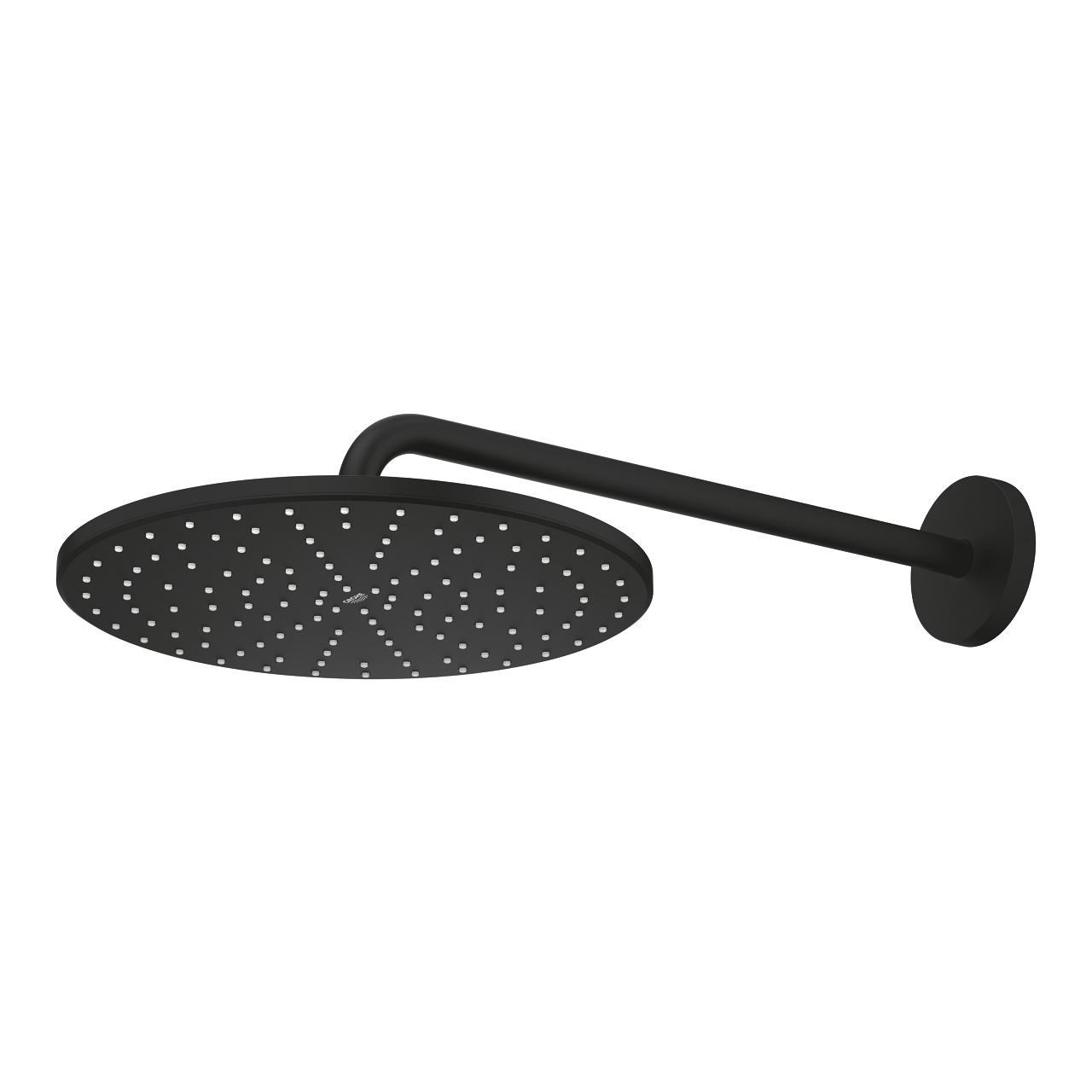 Grohe Rainshower Mono 310 Phantom Black nadglavni tuš okrugli sa 1 mlazom i držačem nadglavnog tuša zidnim od 422mm 22121KF0