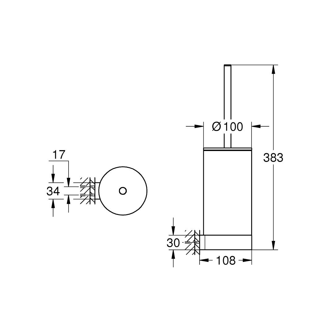 Grohe Selection 108 Glass / Chrome WC četka bela sa konzolnim držačem 41076000